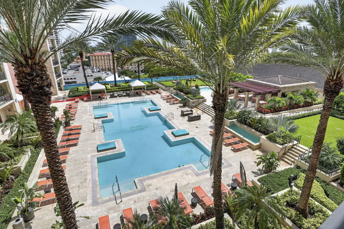Pool-Facing Balcony Views at 550 Okeechobee Boulevard 1215, West Palm Beach