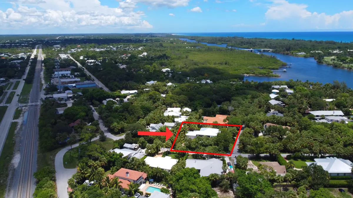 Drone - North - with arrow at 12212 SE Heckler Drive, Hobe Sound
