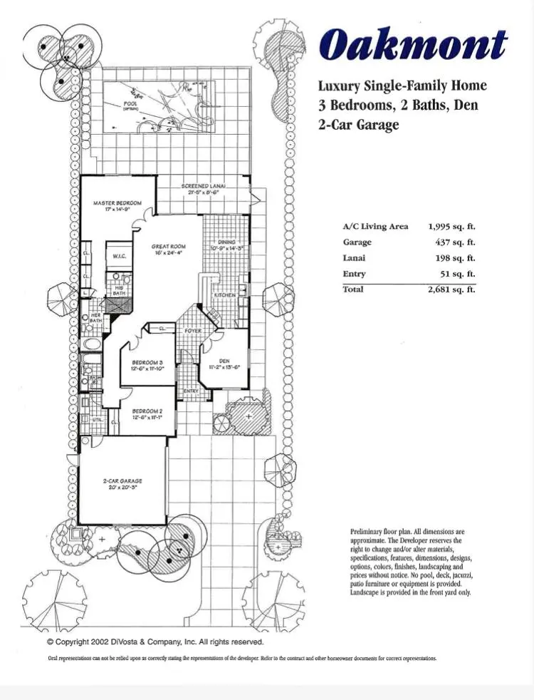 Floor Plan Original at 2596 Irma Lake Drive, West Palm Beach