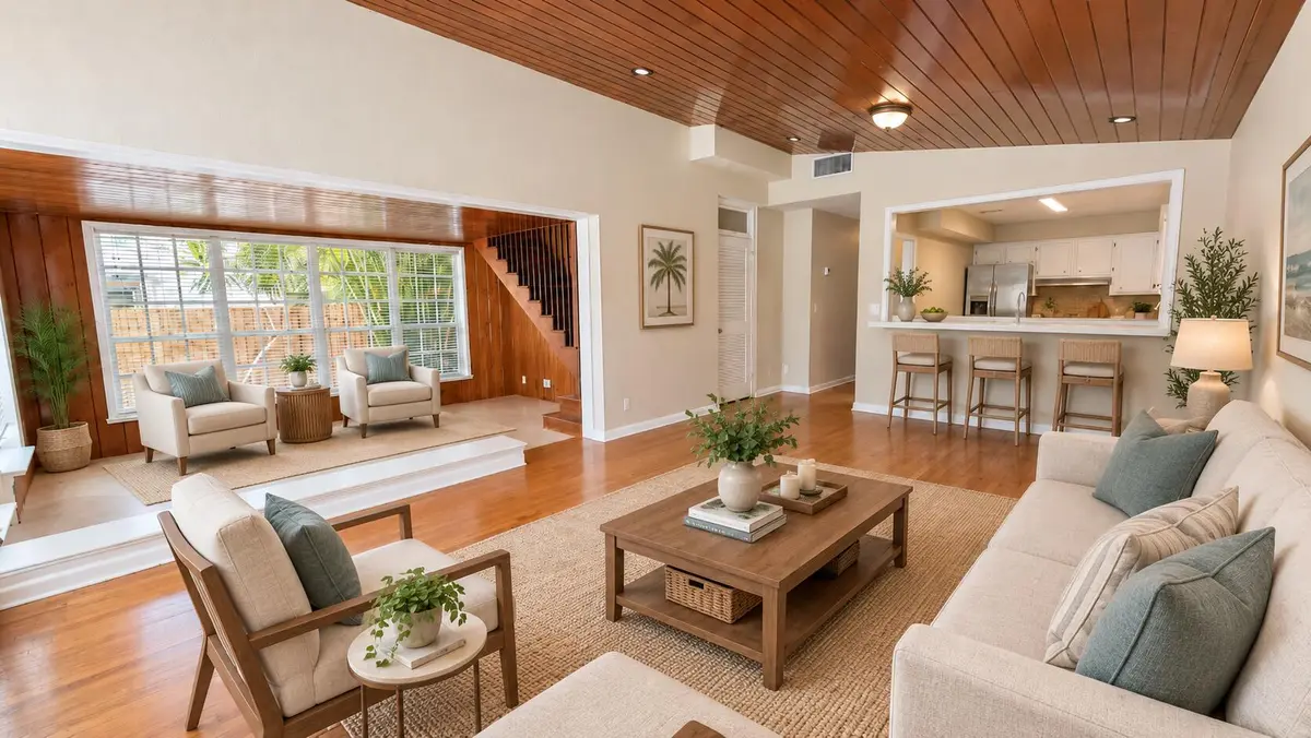 Living Room Virtually Staged at 211 Dartmouth Drive, Lake Worth Beach