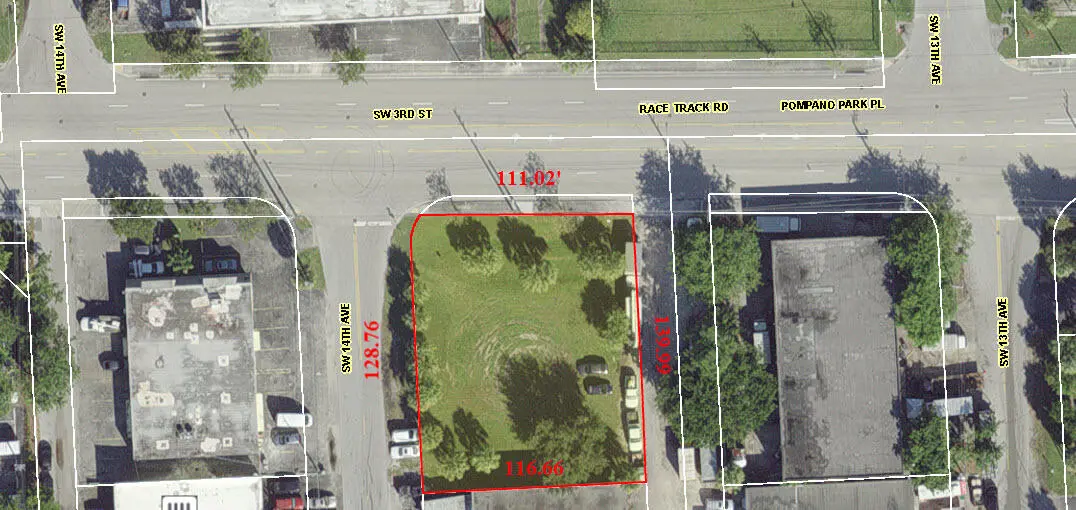 Aerial with Dimensions at 00 SW 14TH Avenue, Pompano Beach