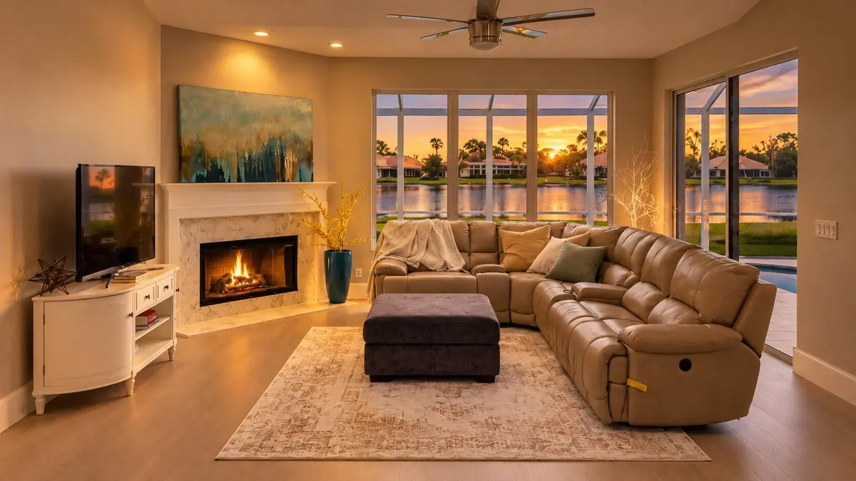 night family room at 139 BROOKHAVEN Court, Palm Beach Gardens