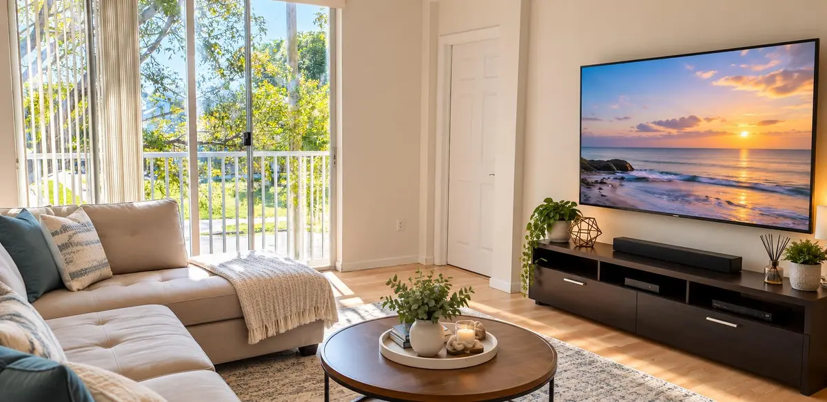 Living room - AI Enhanced at 1977 MARSH HARBOR Drive 402, Riviera Beach