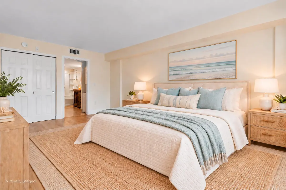 PRIMARY BEDROOM STAGED at 2560 S Ocean Boulevard, Palm Beach