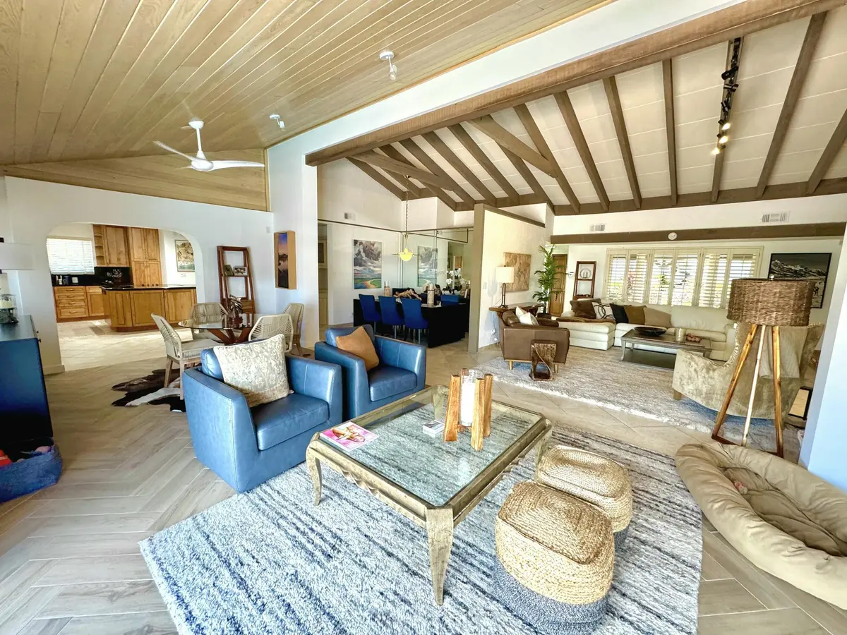 Beautiful beam ceilings great room at 4011 NE 27th Terrace, Lighthouse Point