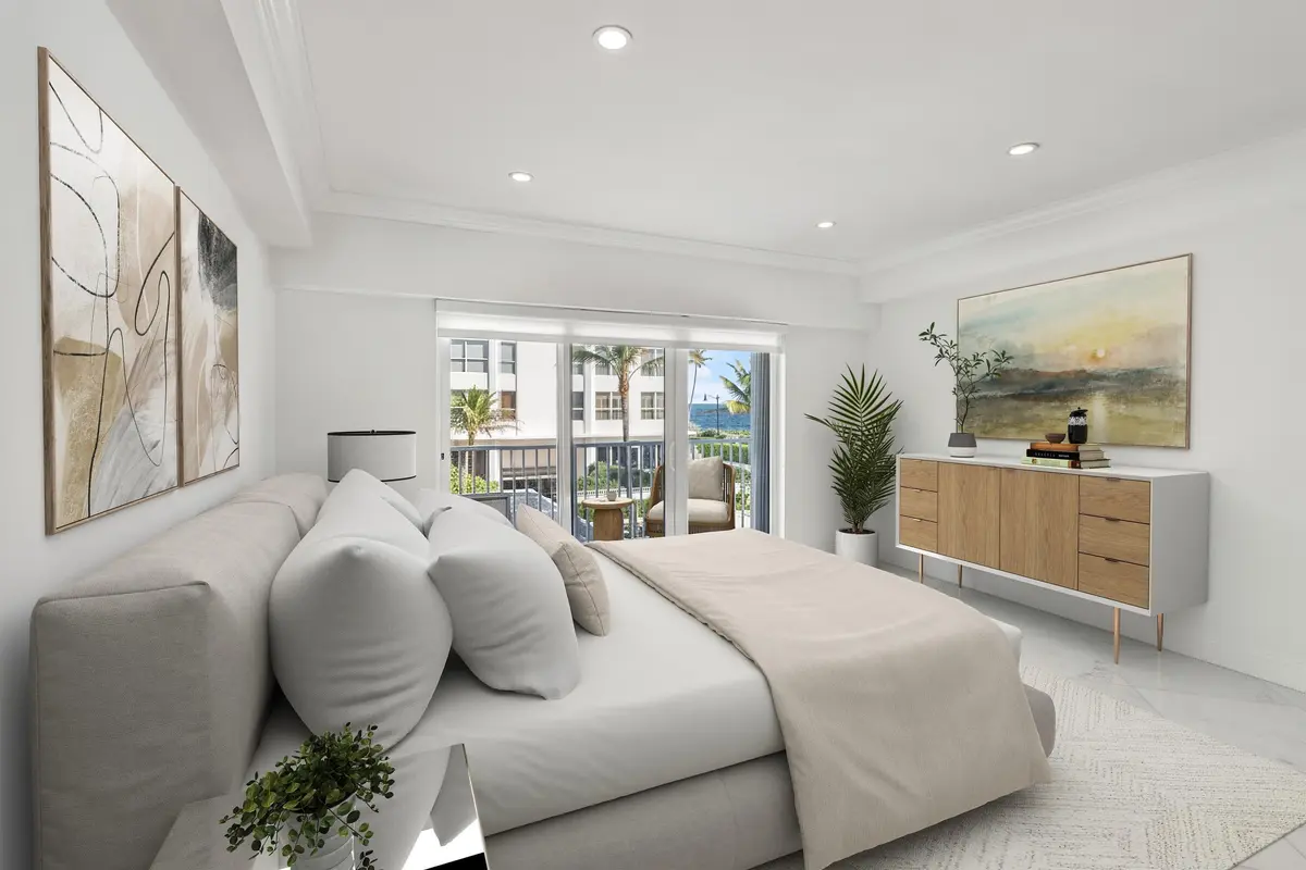 PRIMARY_BEDROOM_VIRTUALLY STAGED at 350 S OCEAN Boulevard 204, Palm Beach