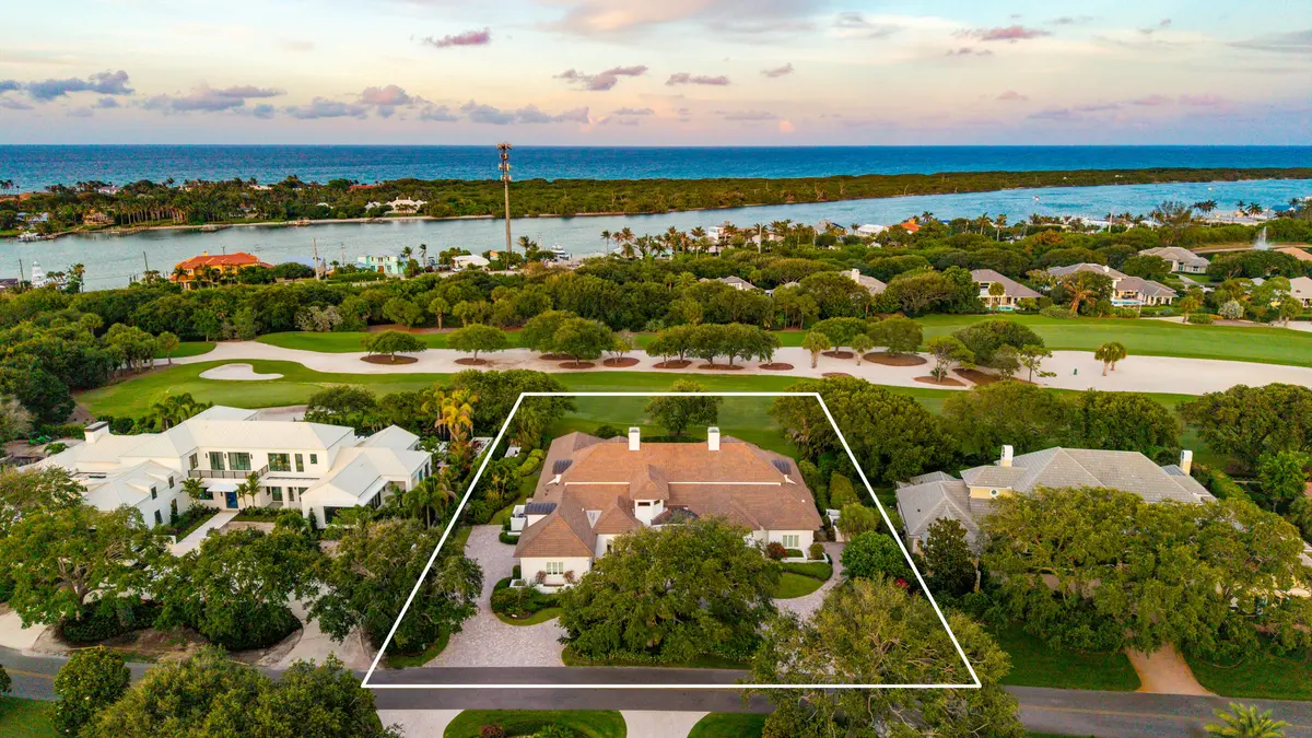 Twilight Aerial at 17965 SE VILLAGE Circle, Tequesta