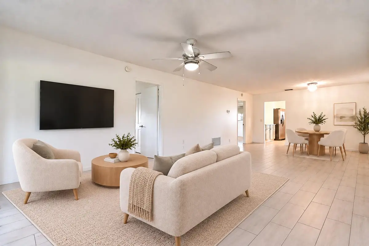 Living Room Virtually Staged at 450 BLUEBIRD Lane, Delray Beach