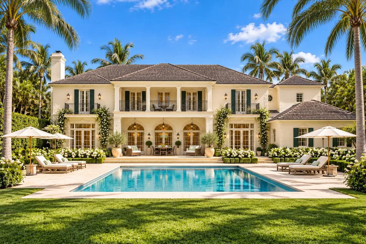 AI-rendered Rear elevation at 202 Coral Lane, Palm Beach