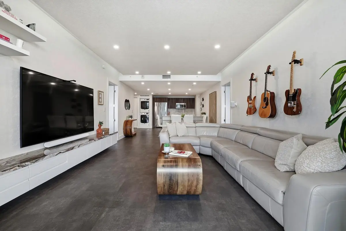 Living Room into Kitchen at 488 NE 18th Street 5009, Miami