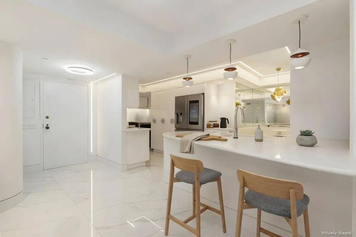 Virtually Staged Kitchen at 3440 S OCEAN Boulevard 606N, Palm Beach