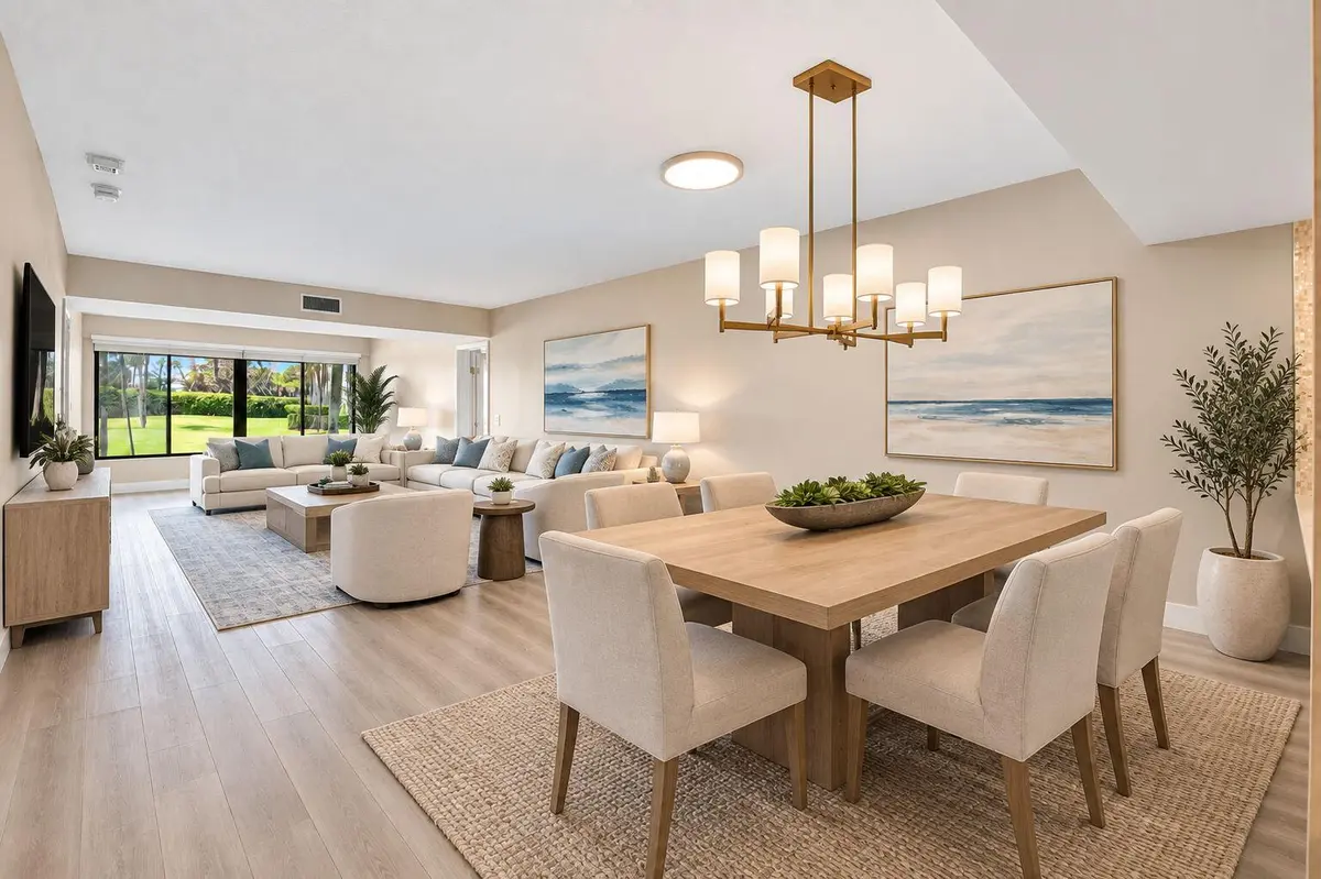 Virtually staged LR/DR at 3507 VILLAGE Boulevard 105, West Palm Beach