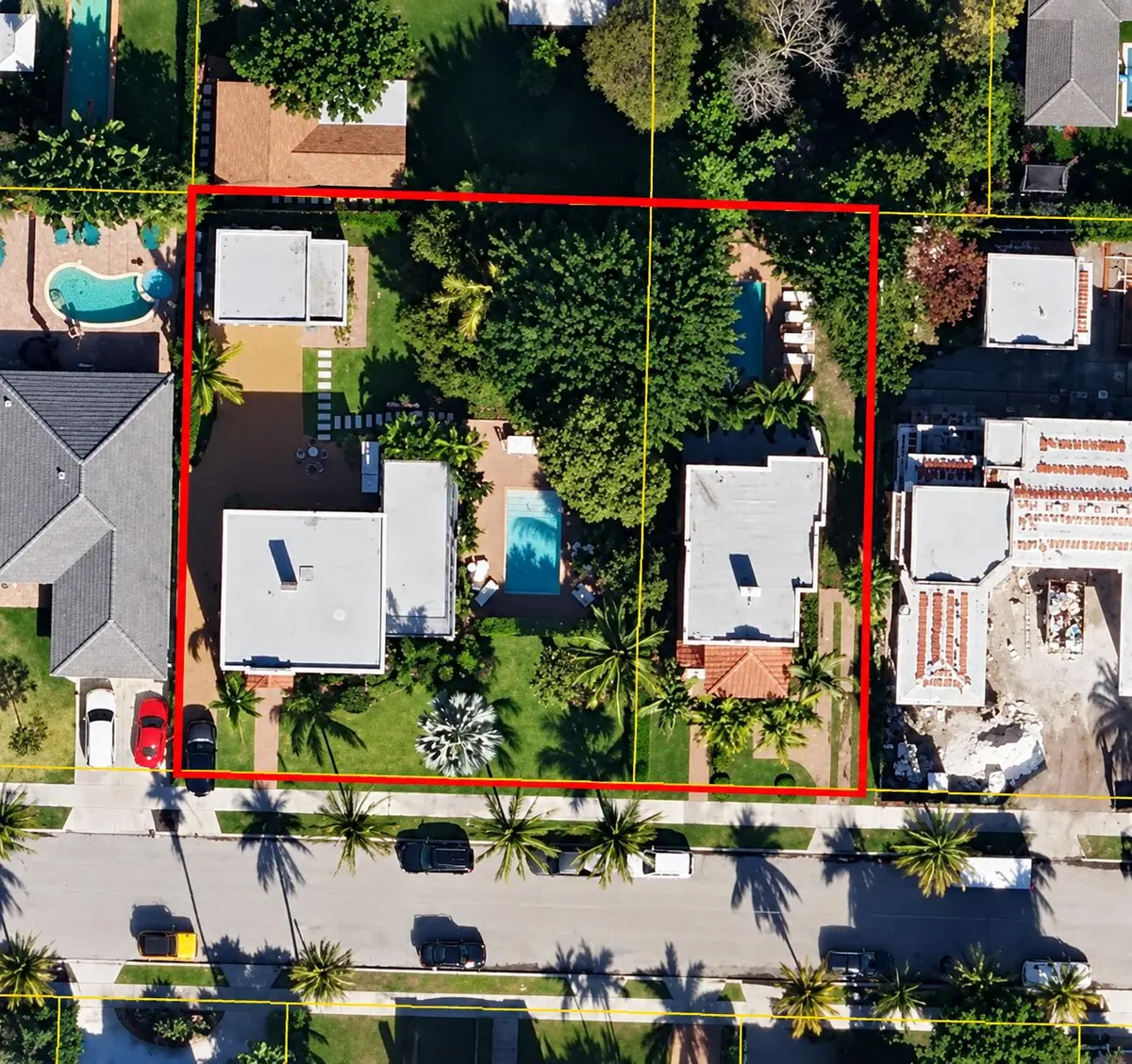 Aerial - combined lots at 237/225 Monroe Drive, West Palm Beach
