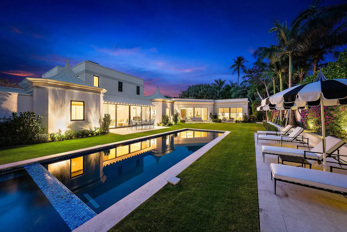 Twilight Exterior at 150 El Vedado Road, Palm Beach