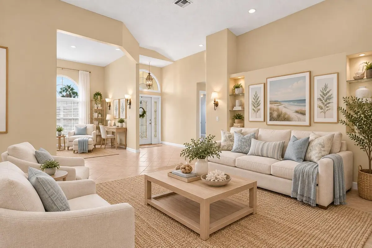 virtually staged living room 2 at 7423 BRUNSWICK Circle, Boynton Beach