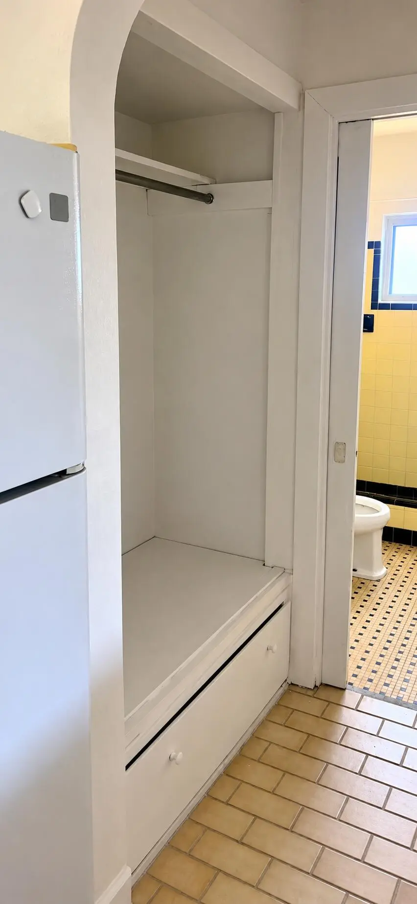Bright Hallway with Arched Closet and Ba at 1713 Cleveland Street, Hollywood