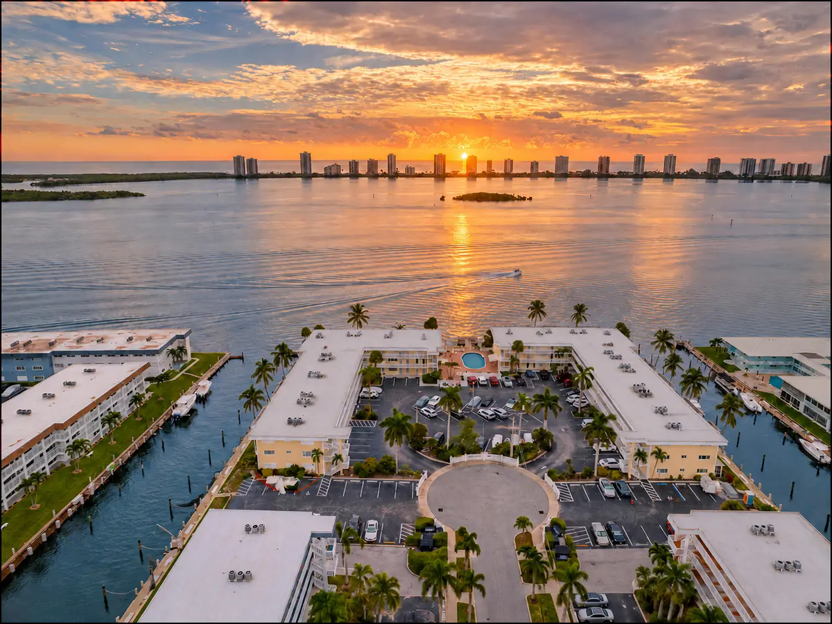 Aerial of Morning Sunrise at 101 Doolen Court 205, North Palm Beach