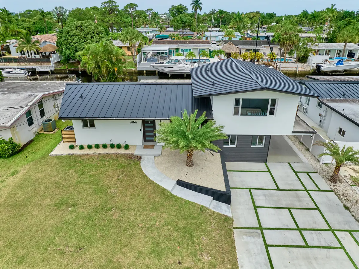 (8) Front Aerial w: water at 2426 Key Largo Lane, Fort Lauderdale
