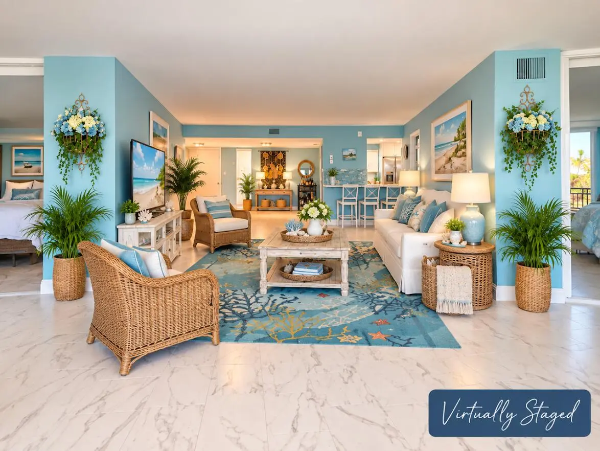 Virtually Staged Livingroom at 1357 NE OCEAN Boulevard 304, Stuart