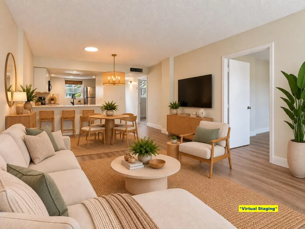 Virtual Staging-Living & Dining area 2 at 114 Royal Pk Drive 3A, Oakland Park