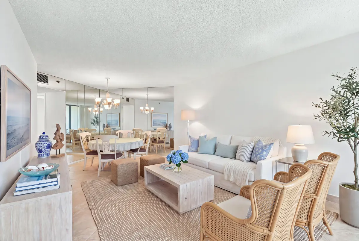 Living Room AI staged at 3560 S OCEAN Boulevard 506, South Palm Beach