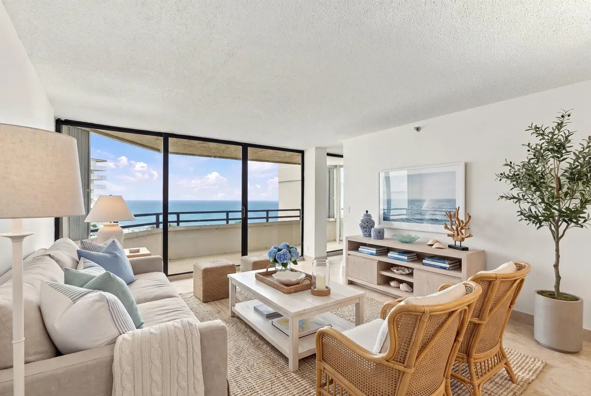 Living Room AI Staged at 3560 S OCEAN Boulevard 506, South Palm Beach
