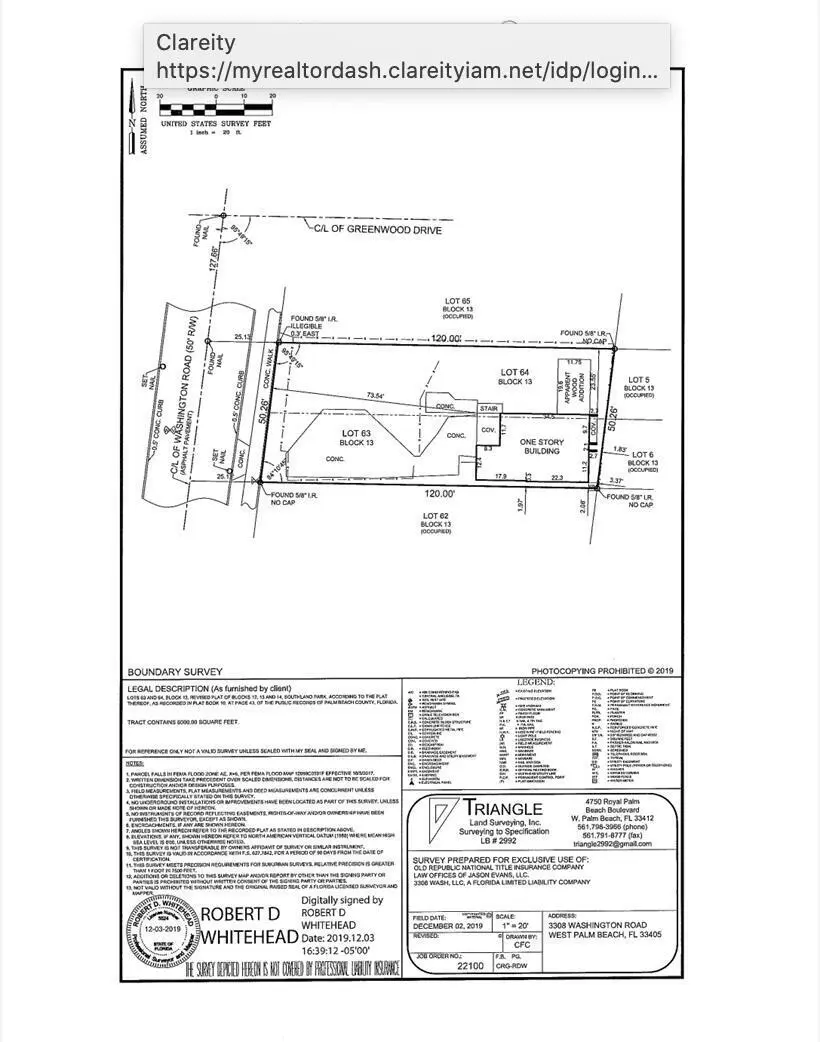 Survey at 3308 Washington Road, West Palm Beach