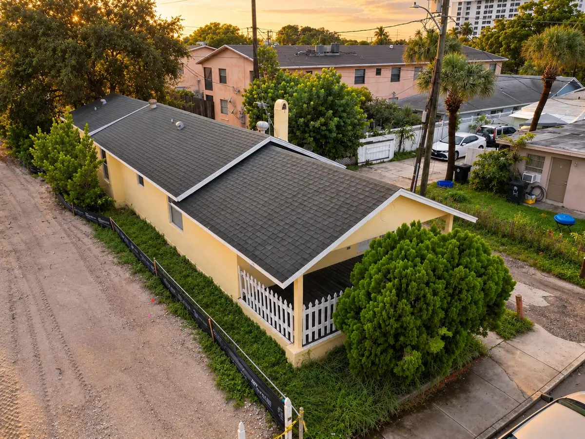 Golden Hour Neighborhood Aerial View at 11 S D Street, Lake Worth Beach