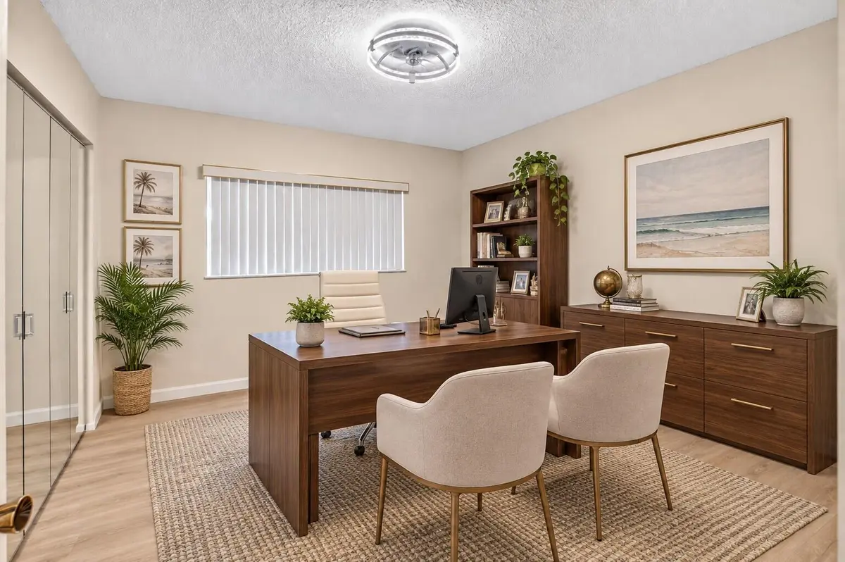 Warm Modern Walnut Home Office at 15301 Pembridge Avenue 61, Delray Beach