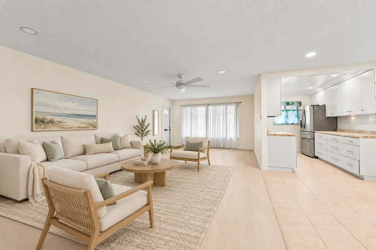 04 Open Living Kitchen - Virtually Stage at 665 High Point Drive C, Delray Beach
