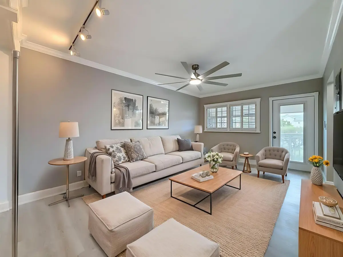 Living Room Virtually Staged - 01 at 1951 NE 39TH Street 340, Lighthouse Point