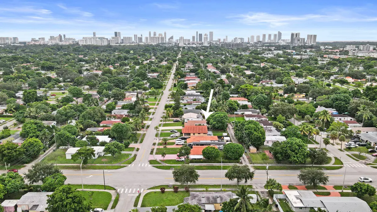 Aerial facing east at 1532 NE 173RD Street, North Miami Beach