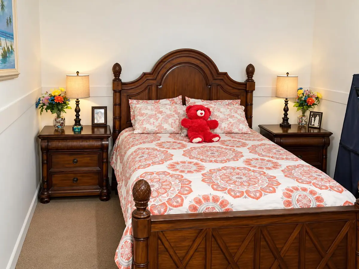 Warm Traditional Bedroom with Floral Bed at 19660 DELAWARE Circle 0, Boca Raton
