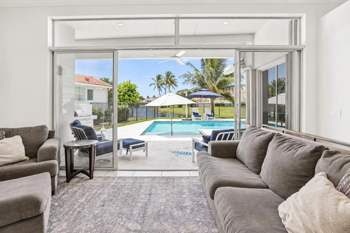 Pool View Living Room at 6718 Portside Drive, Boca Raton