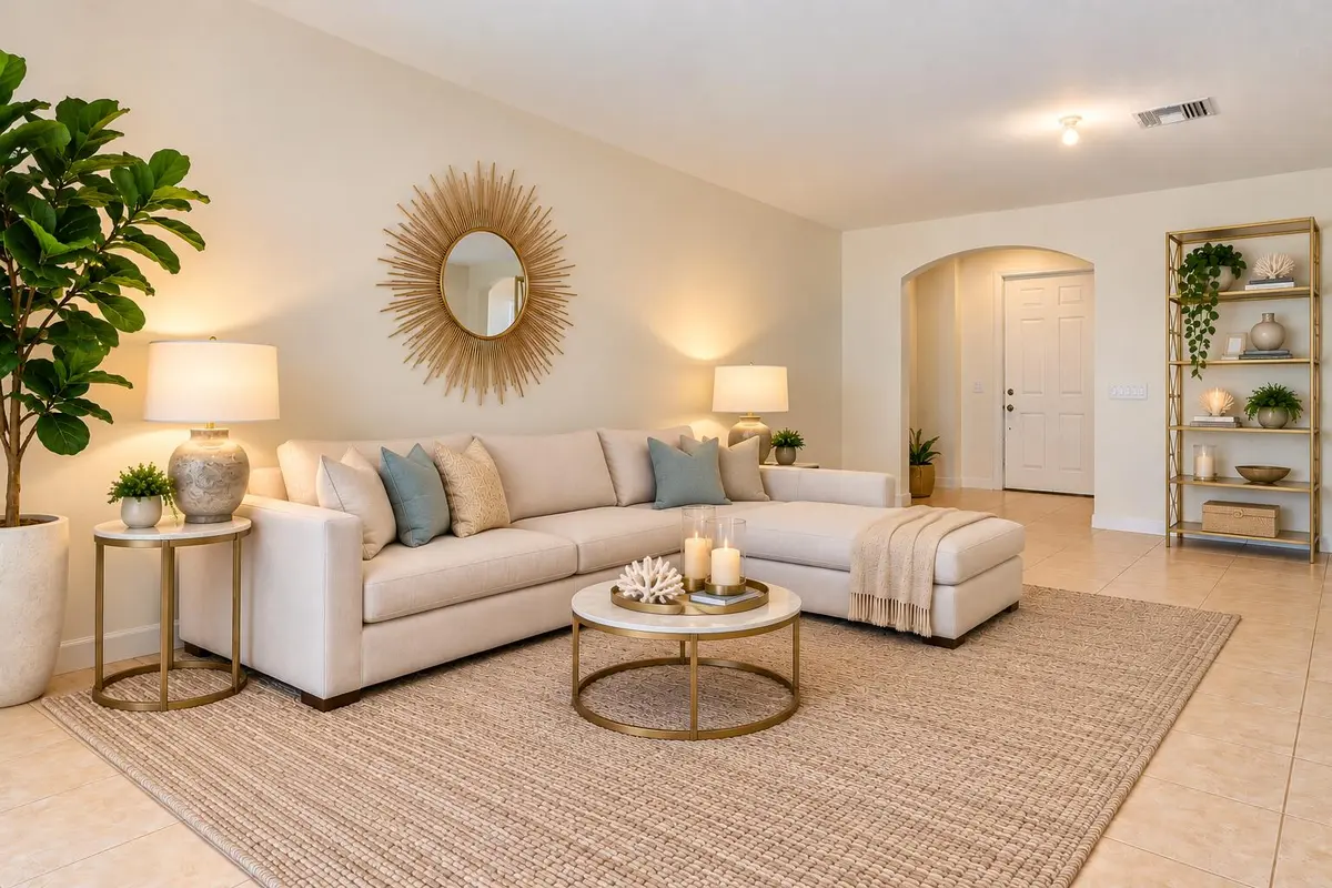STAGED living room at 5089 Ellery Terrace, West Palm Beach