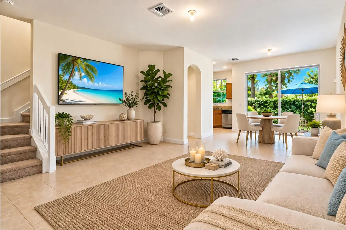 STAGED living roomm at 5089 Ellery Terrace, West Palm Beach