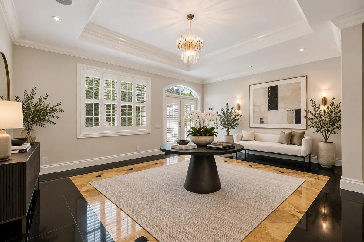 Modern Luxury Lounge with Orchid Table at 1107 NE 2ND Street, Fort Lauderdale