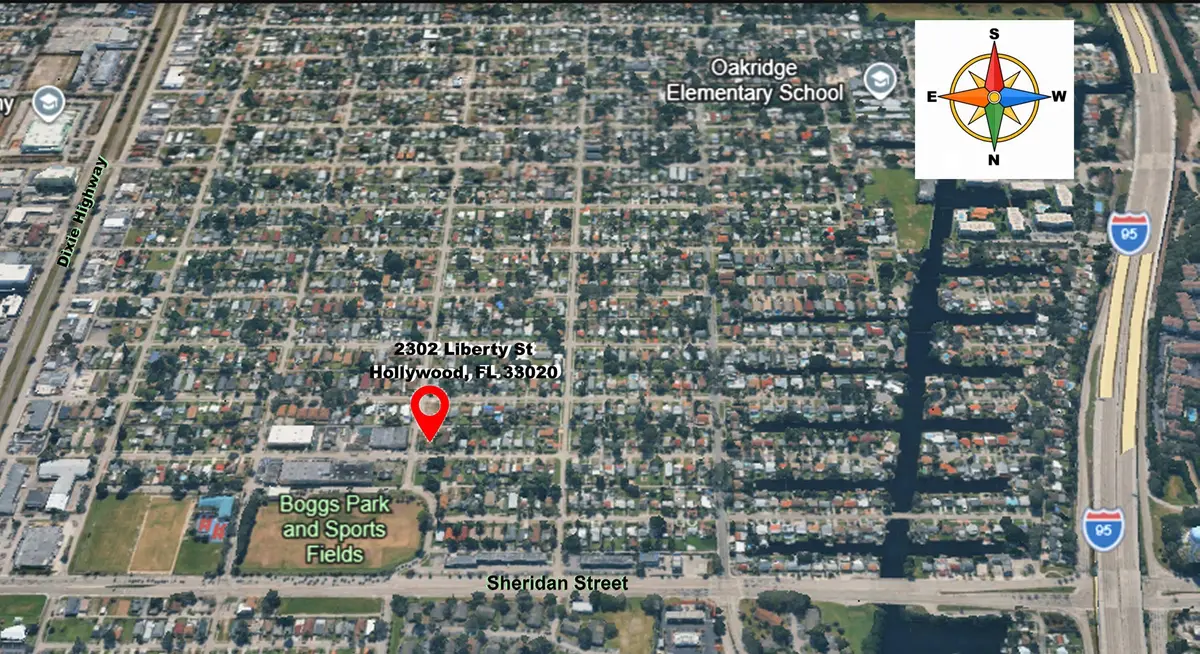 Aerial Map at 2302 Liberty Street, Hollywood
