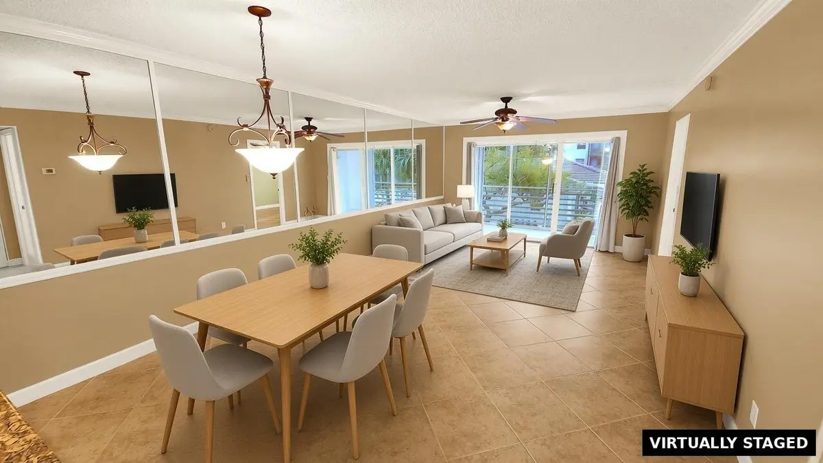 - Virtually Staged Living and Dining are at 1541 S OCEAN Boulevard 211, Lauderdale-By-The-Sea