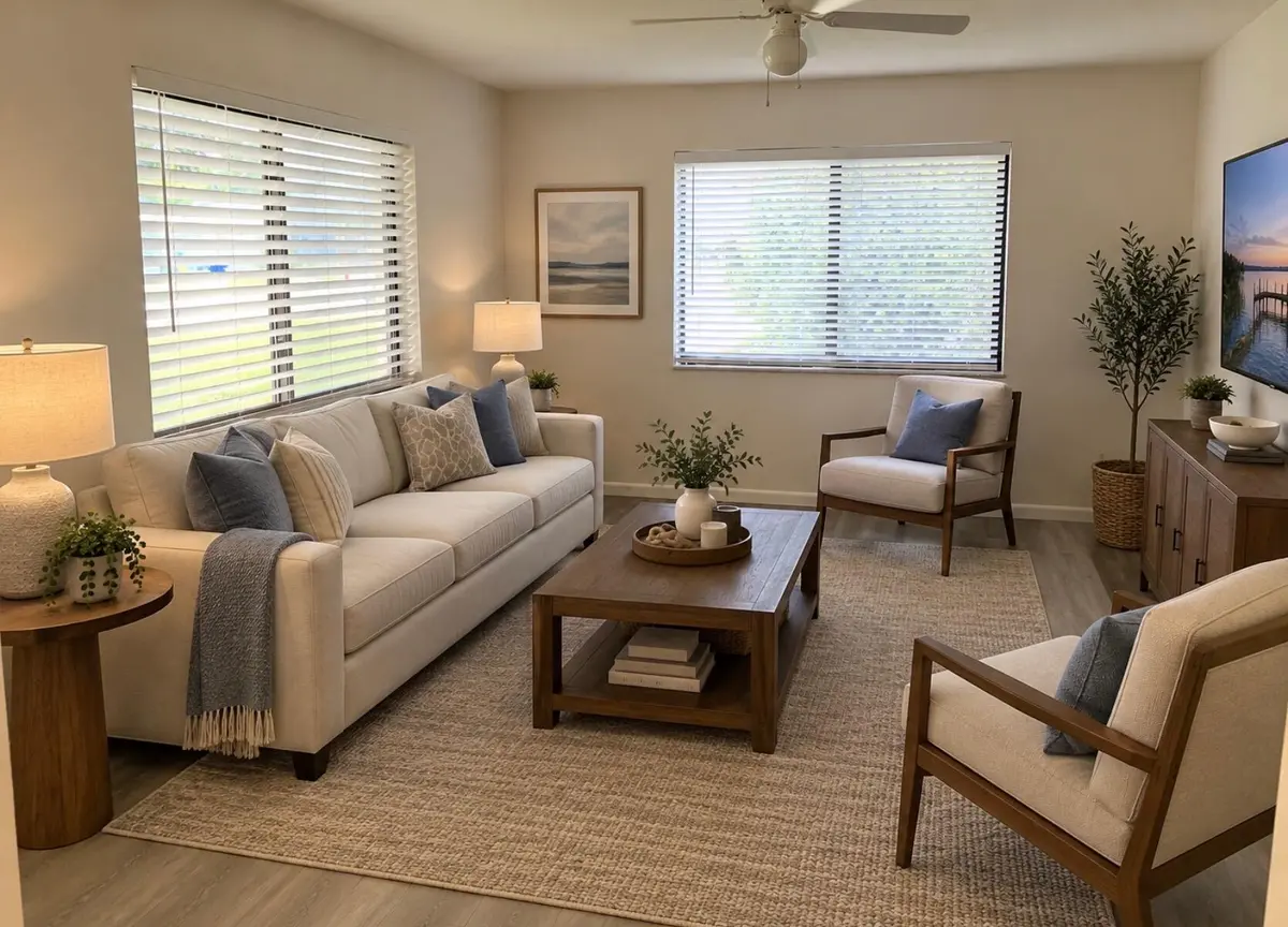 Living room - virtually staged at 2222 NW 3rd Avenue, Boca Raton