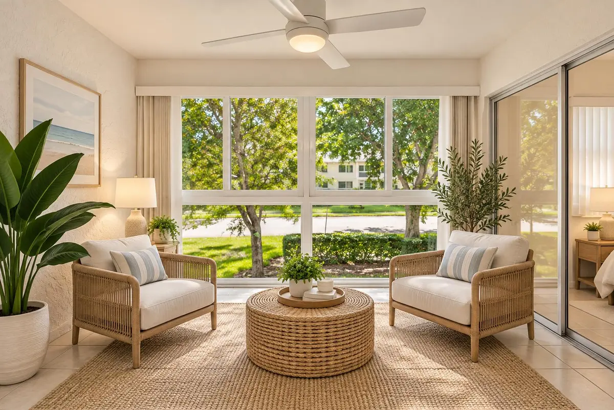 Sunlit Coastal Sunroom Retreat at 1204 BAHAMA Bend B2, Coconut Creek