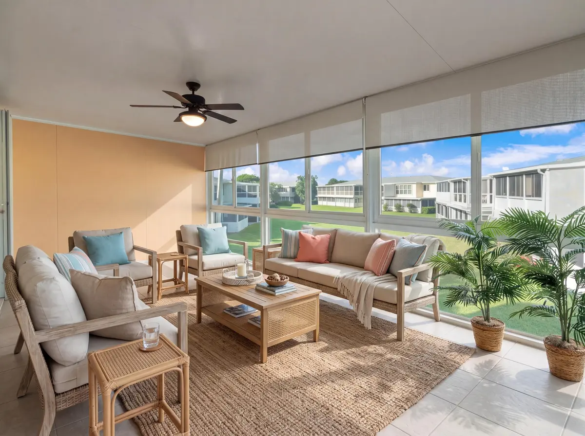 Patio w Courtyard Green View at 1740 NW 19TH Terrace 202, Delray Beach