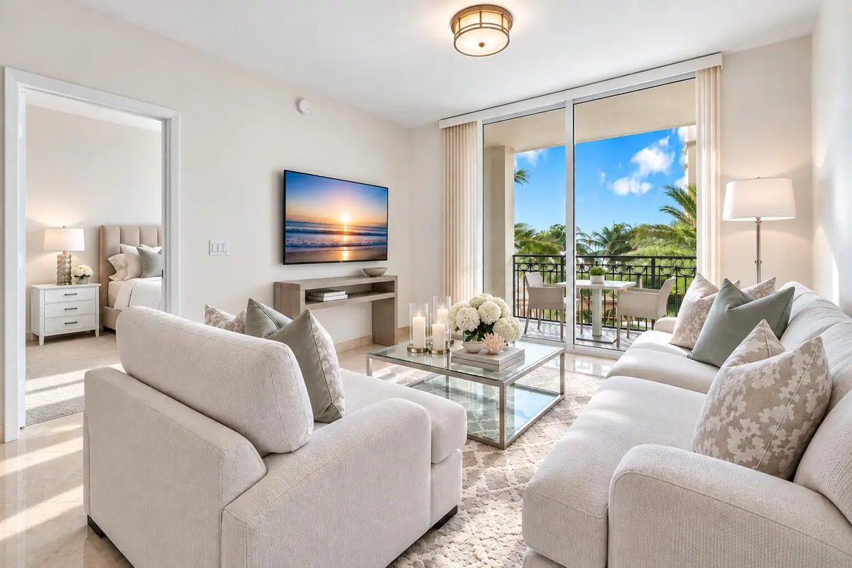Crisp Daylight Living Room at 550 Okeechobee Boulevard 1207, West Palm Beach