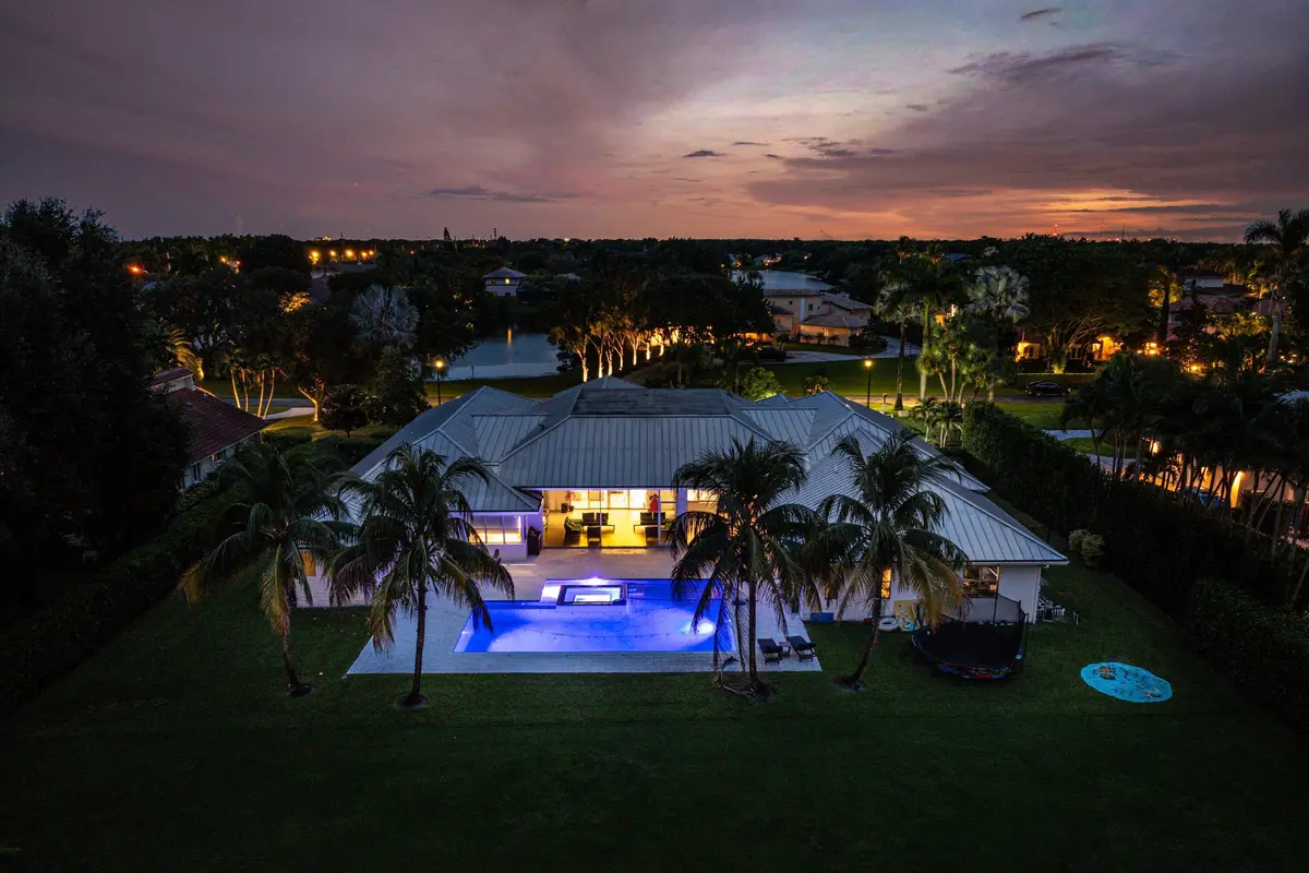 Twilight - Aerial Rear at 17664 Fieldbrook Circle, Boca Raton