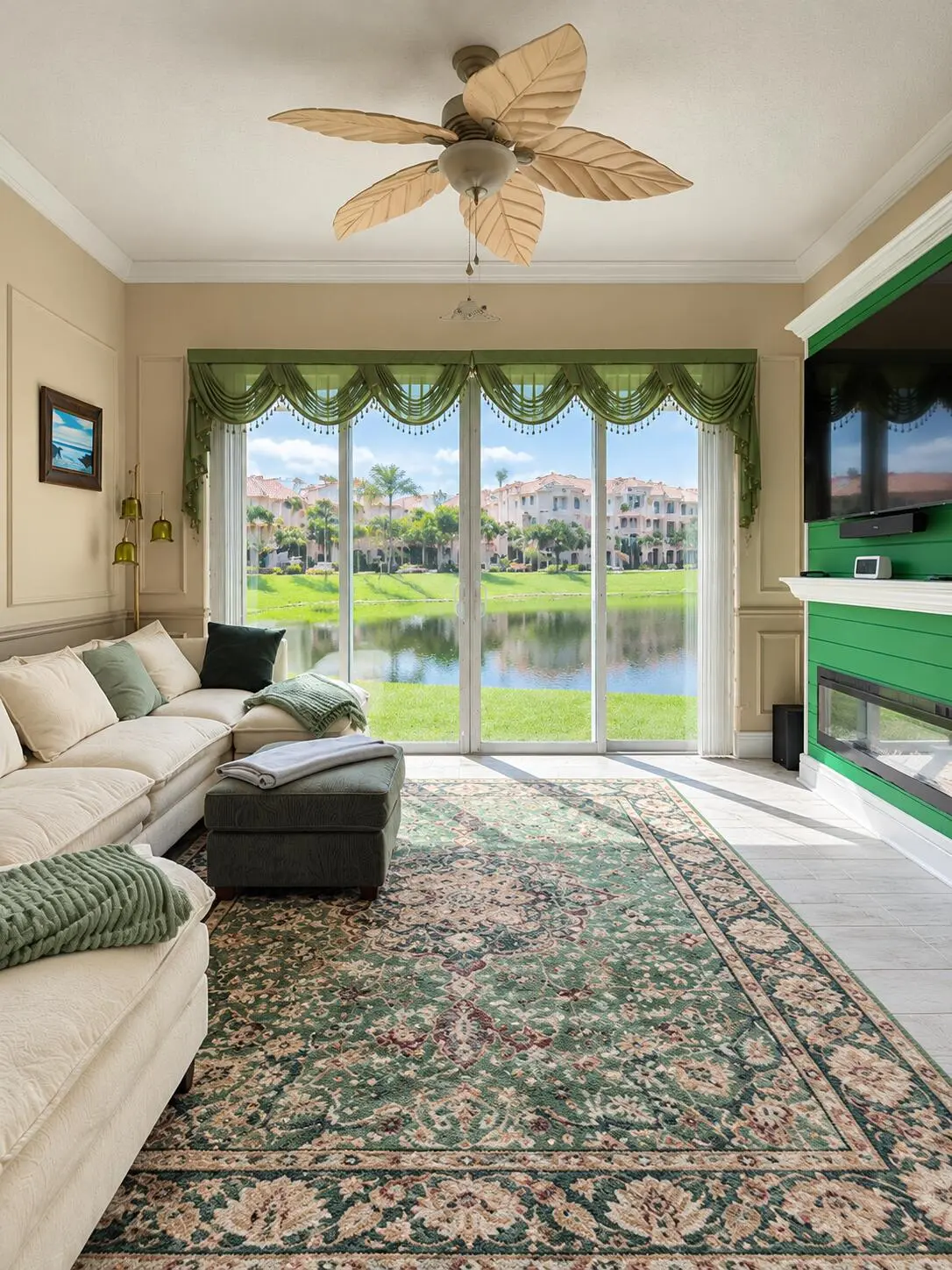 Sunlit Green Coastal Living Room at 2 HARBOUR ISLE Drive 101, Fort Pierce