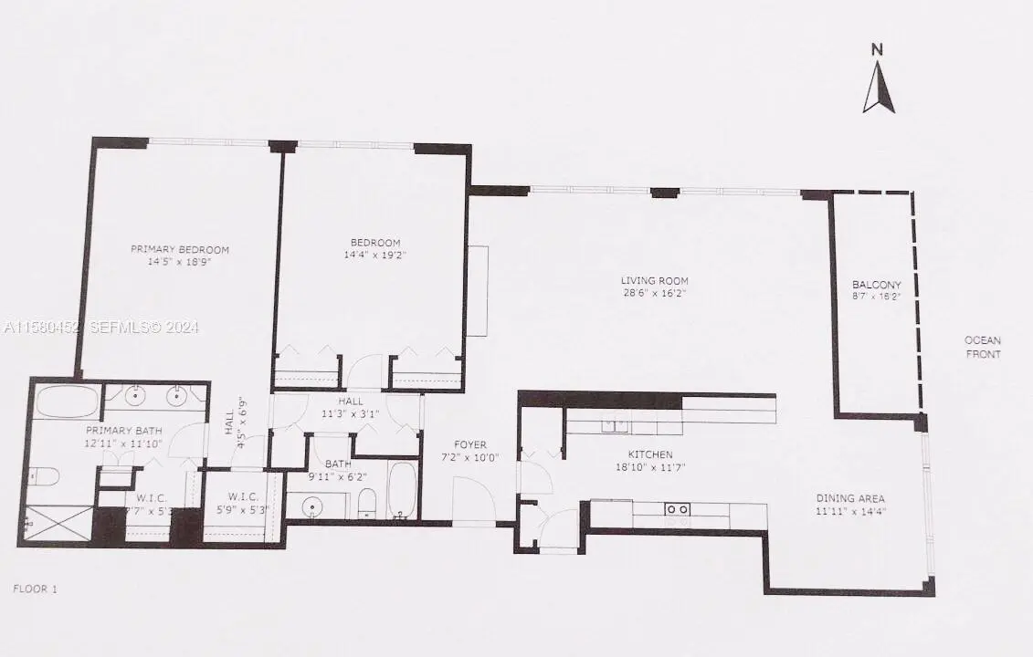 Floorplan - Fountainhead 2D at 3900 N Ocean Drive 2D, Lauderdale-By-The-Sea
