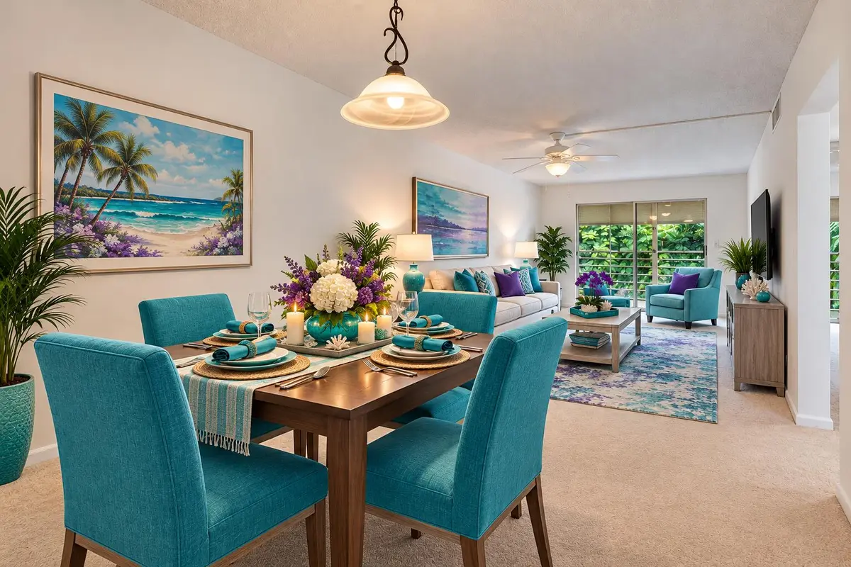 Turquoise Coastal Living and Dining Retr at 3002 Portofino Isle M3, Coconut Creek
