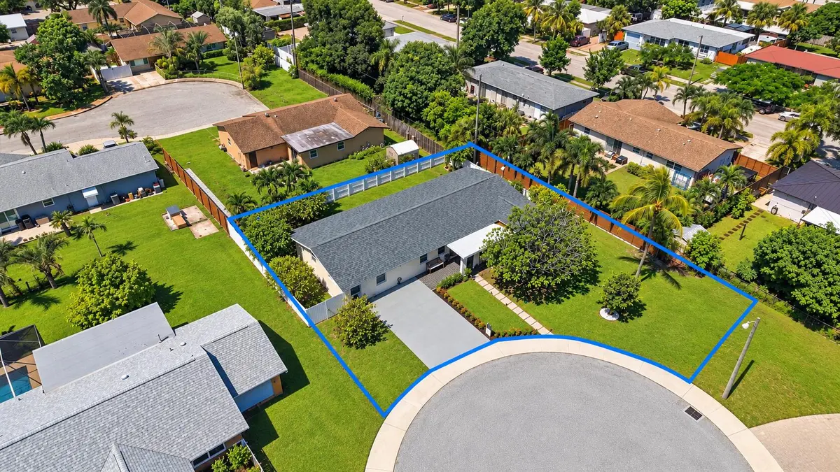 Aerial Blue-Boundary Suburban Property at 1409 Richard Lane, Lake Worth Beach