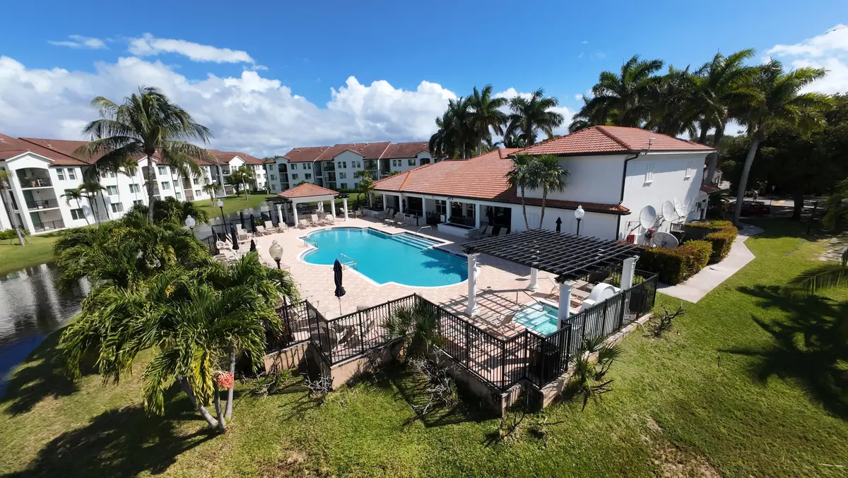 Mirabella Villas drone clubhouse looking at 110 Villa Circle 110, Boynton Beach