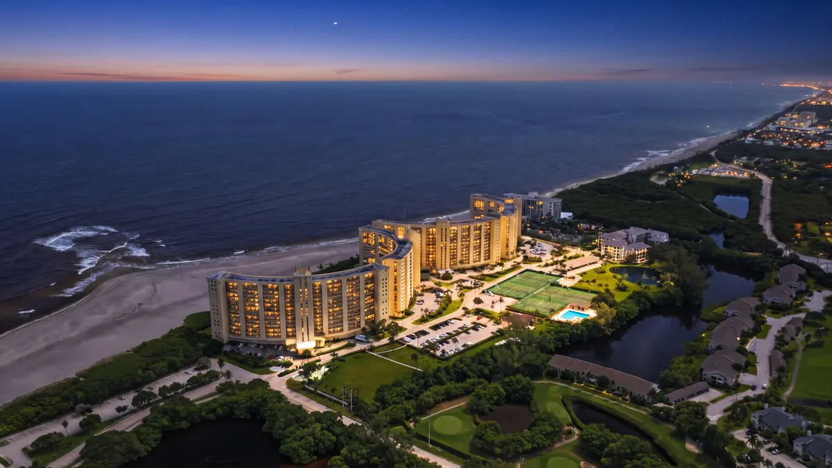 Twilight aerial at 500 OCEAN TRAIL Way 207, Jupiter